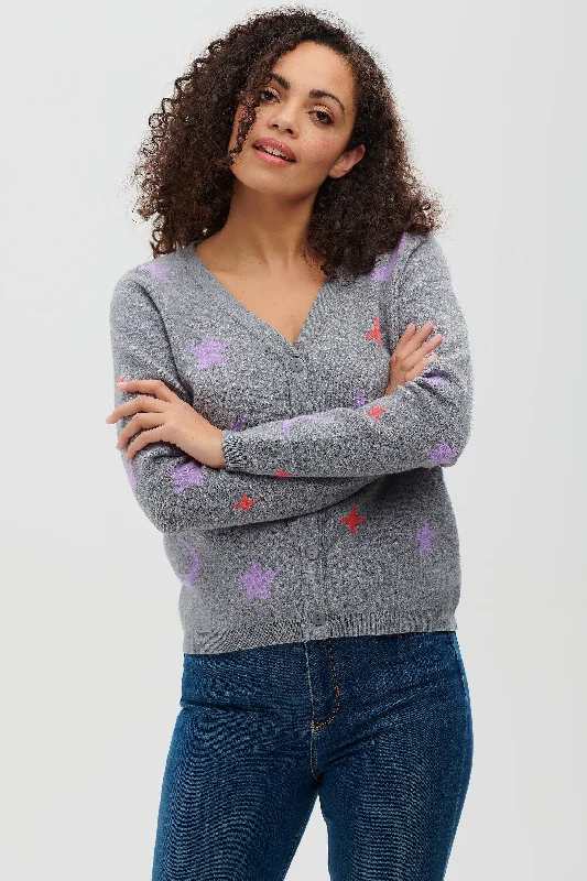 Kath Cardigan - Charcoal, Stars & Moons