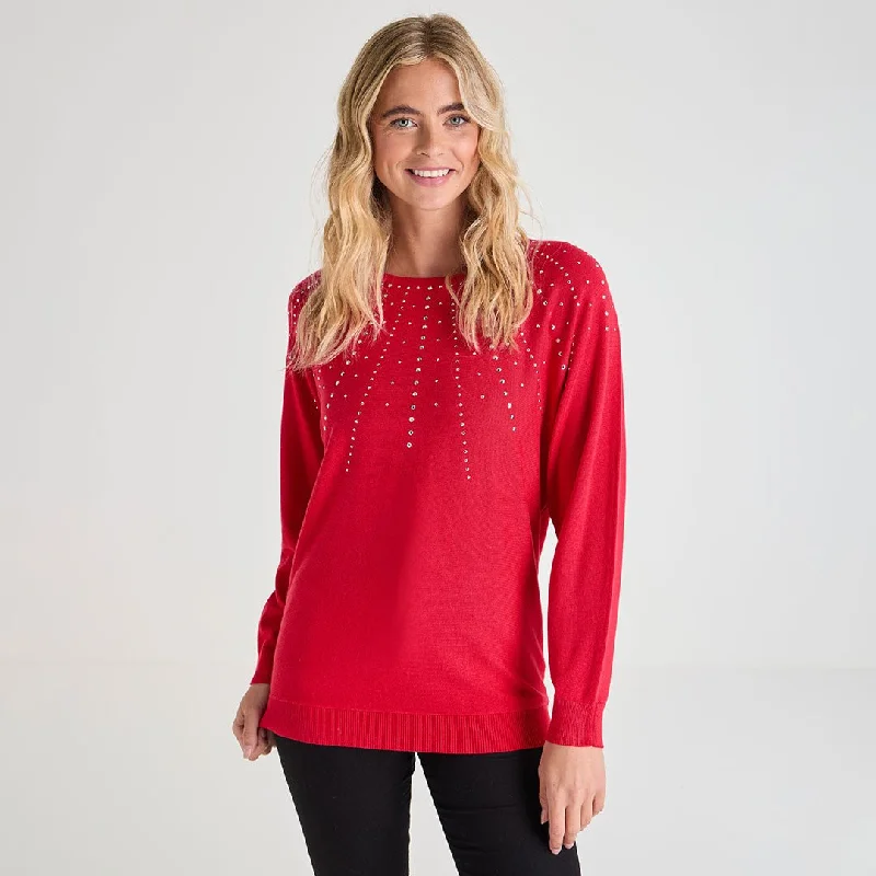 Ladies Beaded Batwing Jumper