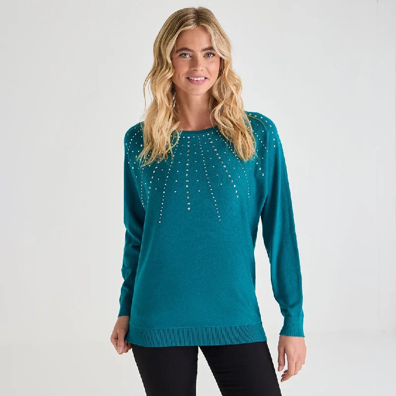 Ladies Beaded Batwing Jumper