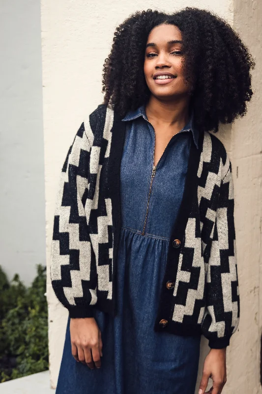 Morganna Cardigan - Monochrome, Folk Diamond