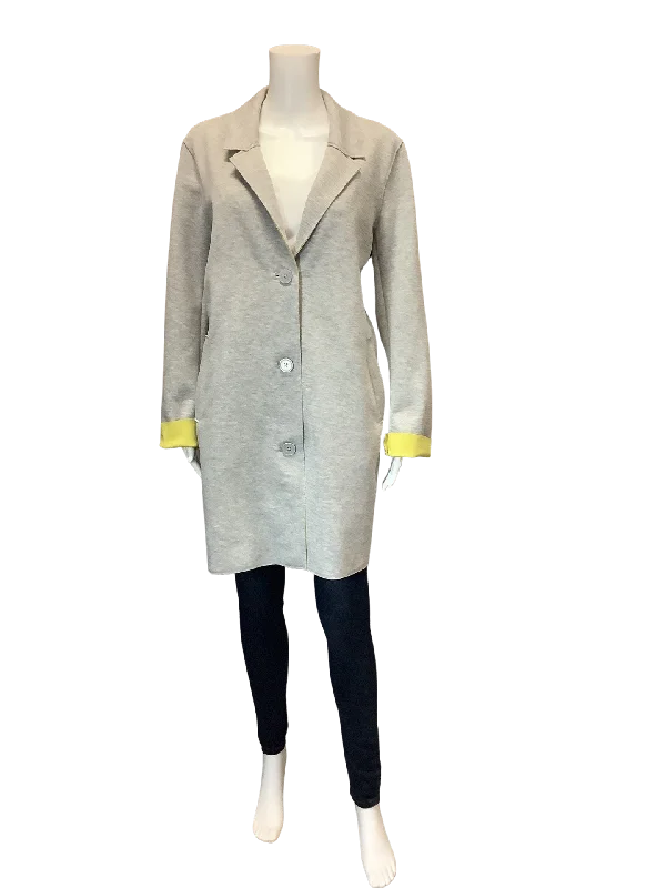 Carolina Belle Womens Jacket Midi Button Up Grey Size: XL