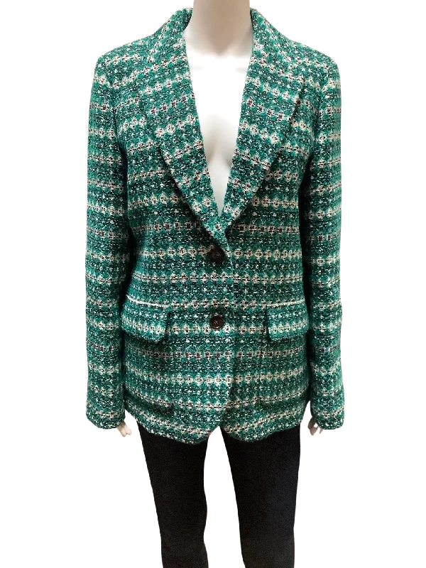 J. Crew Green Tweed Boyfriend Jacket Size: 14