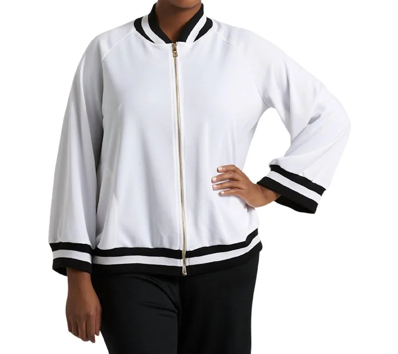 Plus Size Hudson Bomber Jacket In White