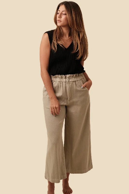 Nico Beige Paperback Waist Wide Leg Pants