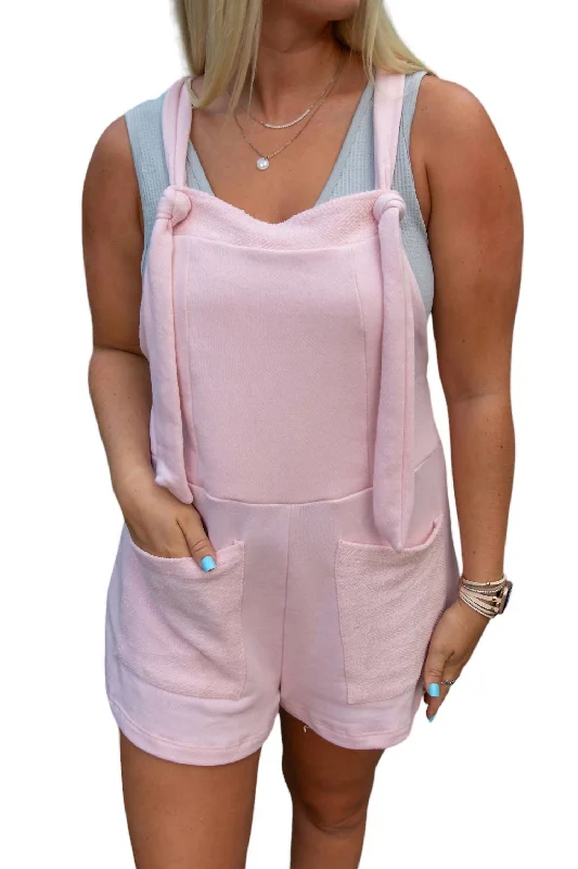 French Terry Overall Romper In Blush