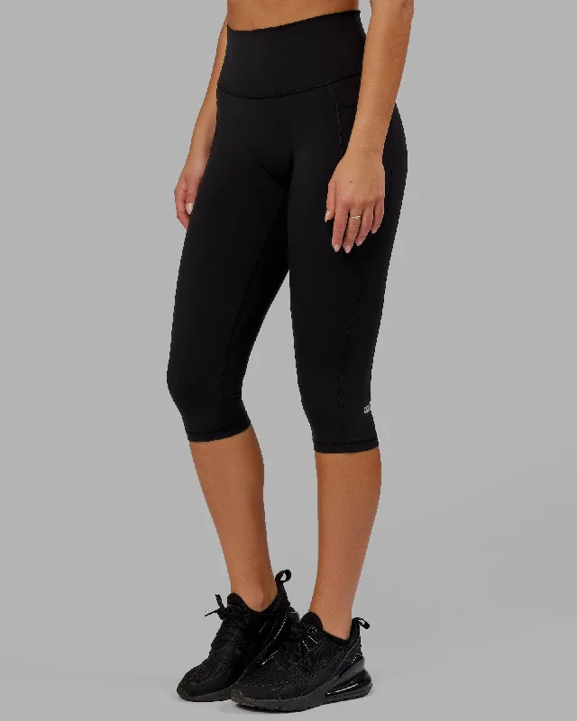 Fusion 3/4 Length Leggings with Pockets - Black