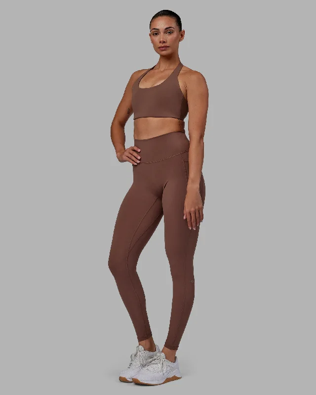 Fusion Full Length Leggings with Pockets - Dull Rust