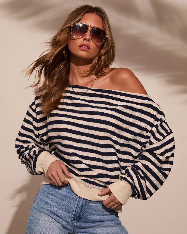 Happy Together Off The Shoulder Striped Sweater