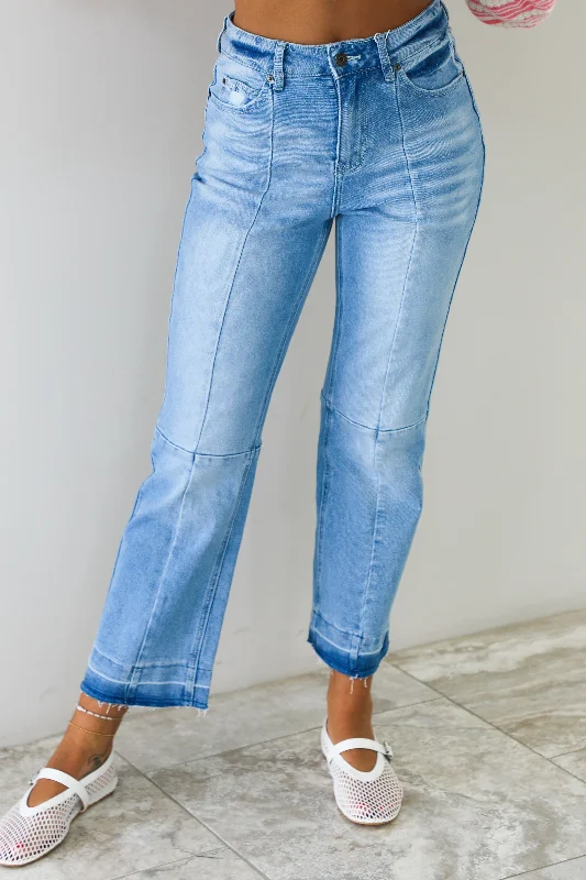 Jenny Stretch High Rise Panel Cropped Jeans: Denim