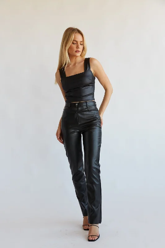 Katella Vegan Leather Straight Leg Pants