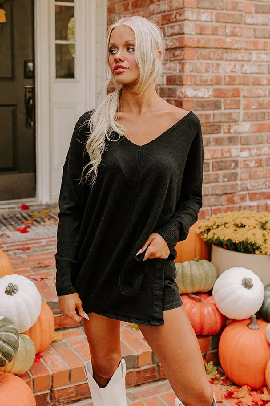 Fall Latte Shift Sweater in Black