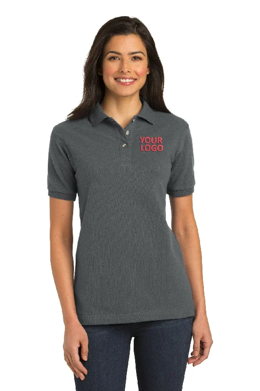 Port Authority Ladies Heavyweight Customized Cotton Pique Polos, Steel Grey