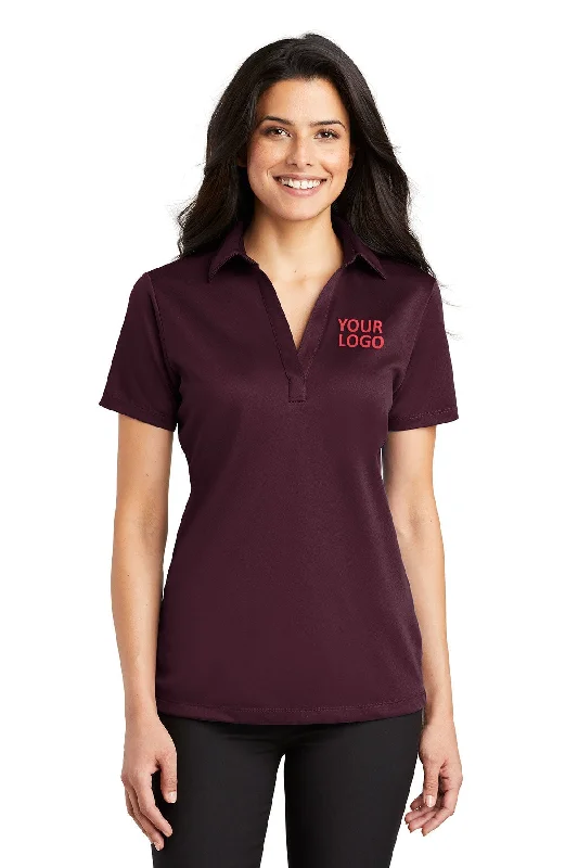 Port Authority Ladies Silk Touch Branded Performance Polos, Maroon