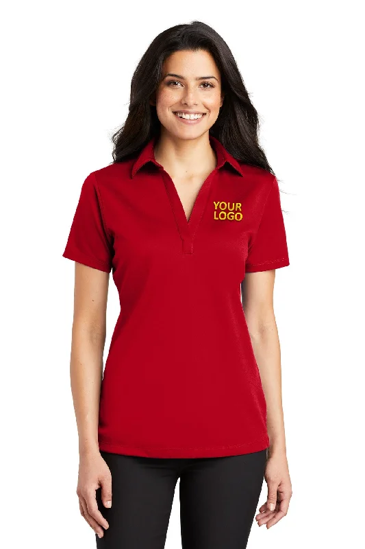 Port Authority Ladies Silk Touch Branded Performance Polos, Red