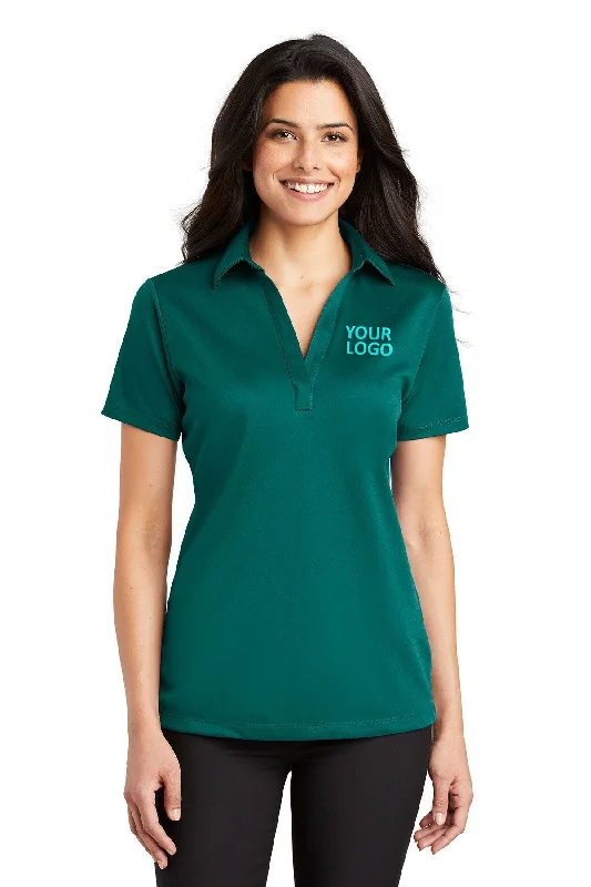 Port Authority Ladies Silk Touch Branded Performance Polos, Teal Green