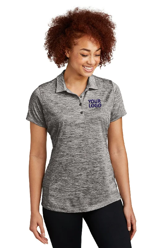 Sport-Tek Ladies PosiCharge Branded Electric Heather Polos, Black Electric