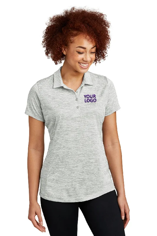 Sport-Tek Ladies PosiCharge Custom Electric Heather Polos, Silver Electric