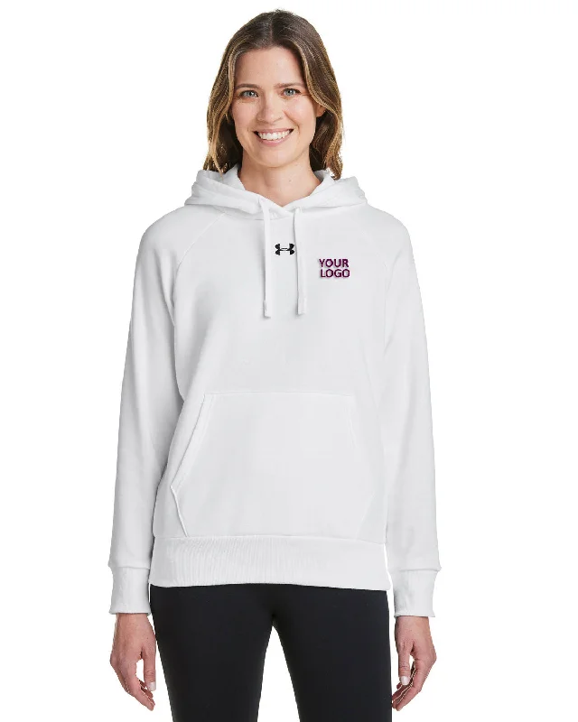 Under Armour Ladies Rival Fleece Hooded Custom Sweatshirts, White